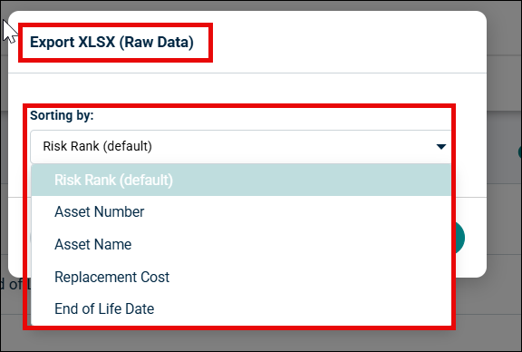 Sorting by option to download raw data